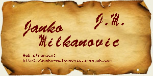 Janko Milkanović vizit kartica